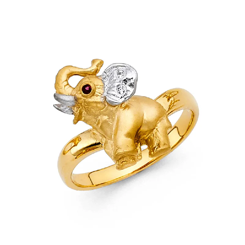 Women’s square rings-14K CZ FANCY ELEPHANT RING