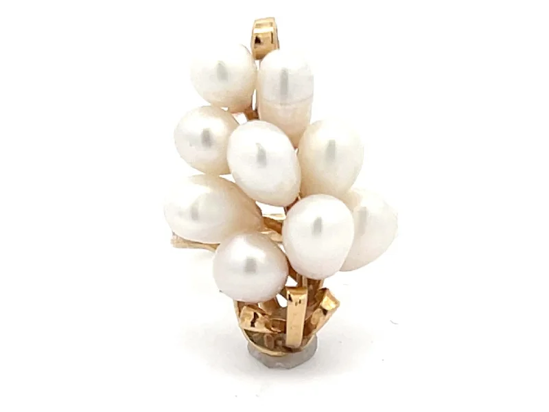 Women’s statement rings-Mings Akoya Pearl Ring in 14k Yellow Gold