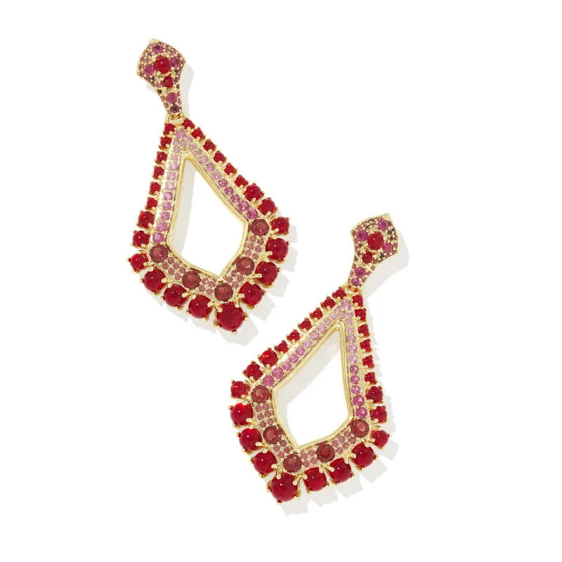 Women’s large hoop earrings-Kendra Scott | Krista Statement Earrings in Gold Red Mix