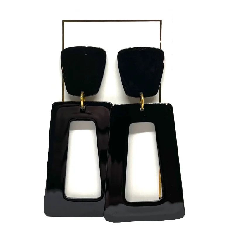 Women’s infinity earrings-Linny Co | Kennedy Rectangular Drop Earrings in True Black