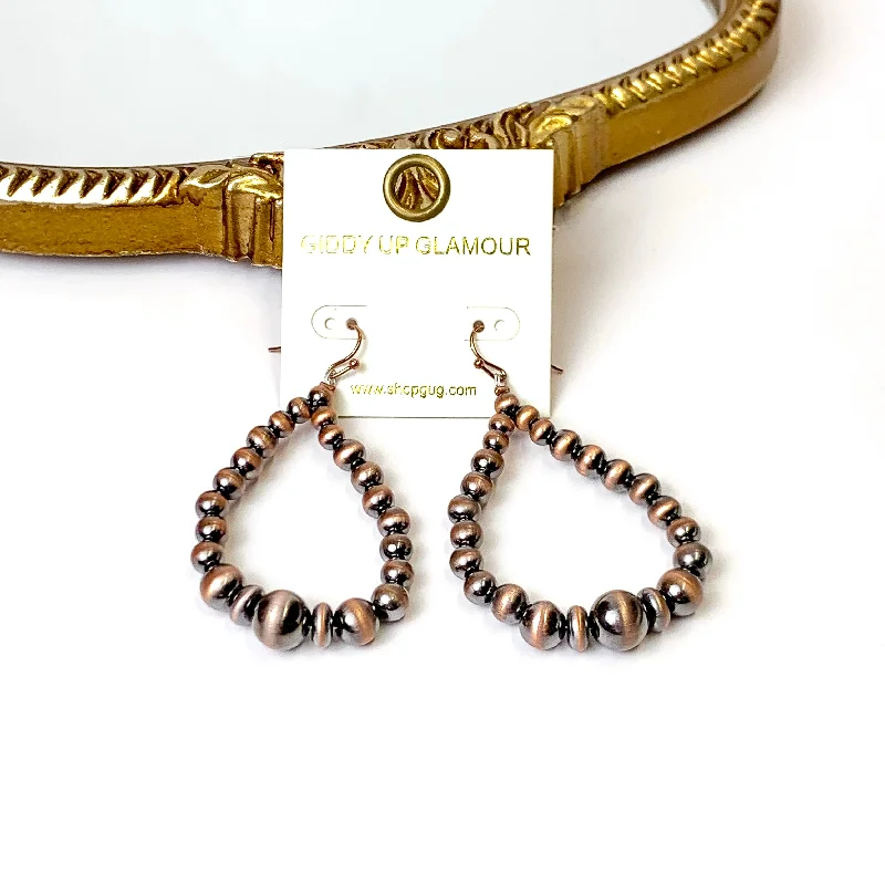 Women’s round earrings-Desert Dusk Faux Navajo Pearl Earrings in Copper Tone