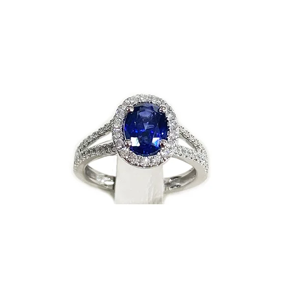 Women’s designer rings-14k White Gold Sapphire Ring