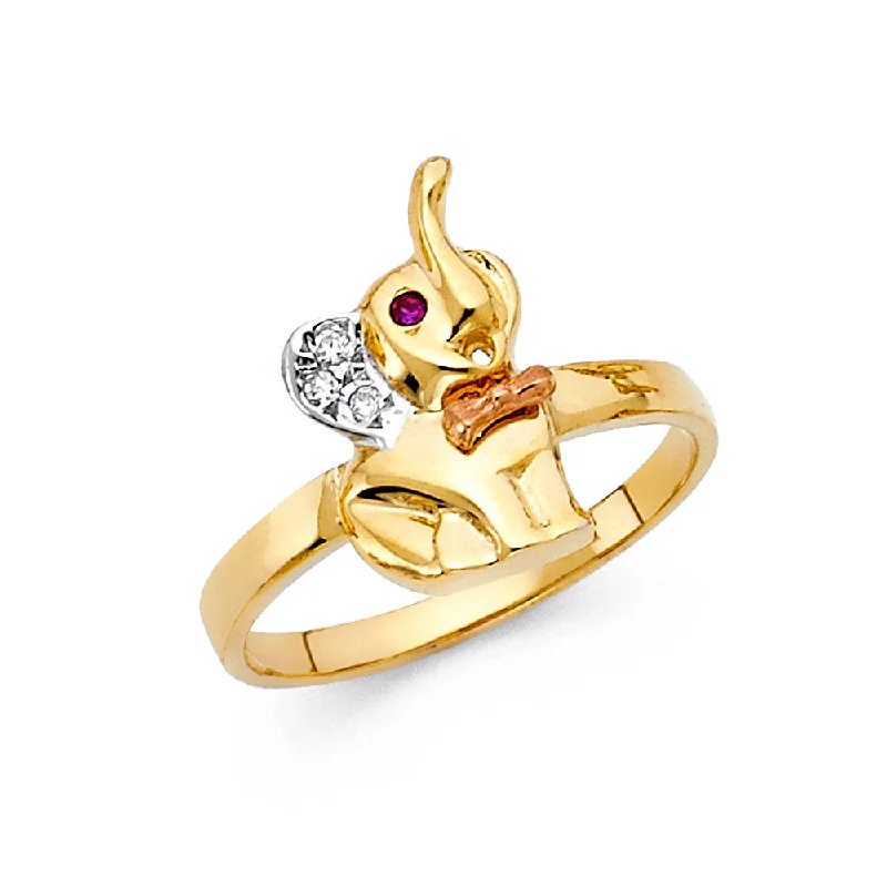 Women’s oval rings-14K CZ FANCY ELEPHANT RING