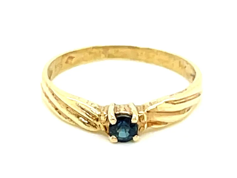 Women’s pearl engagement rings-Round Sapphire Stackable Ring in 14k Yellow Gold