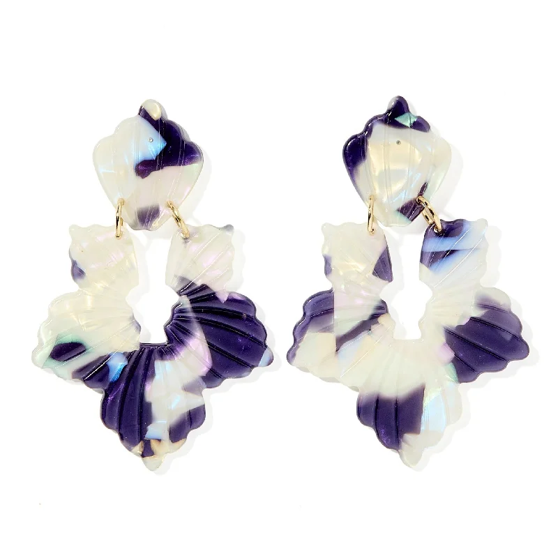 Women’s flower earrings-Linny Co | Michelle Floral Drop Earrings in Midnight Rain