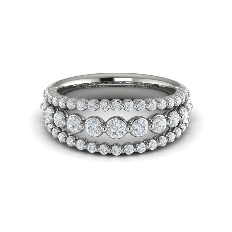 Diamond Three Row Ring