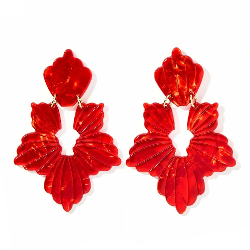 Women’s dangly earrings-Linny Co | Michelle Drop Earrings in Pearlized Red