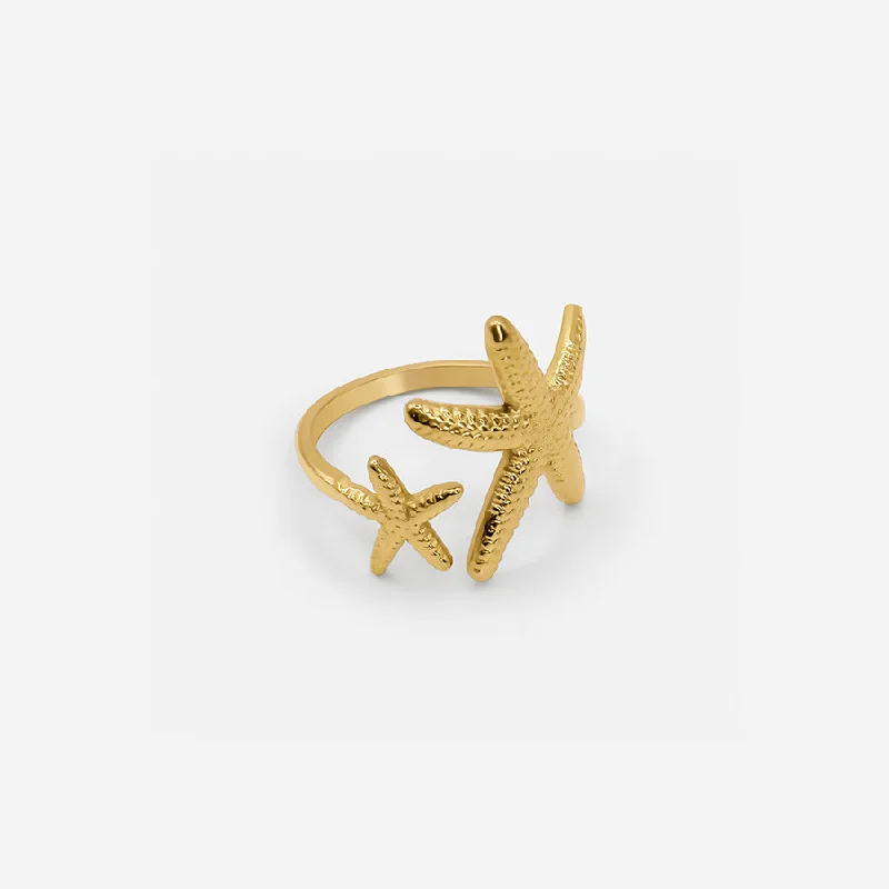 Women’s unique rings-ADJUSTABLE STARFISH OPEN RING - GOLD