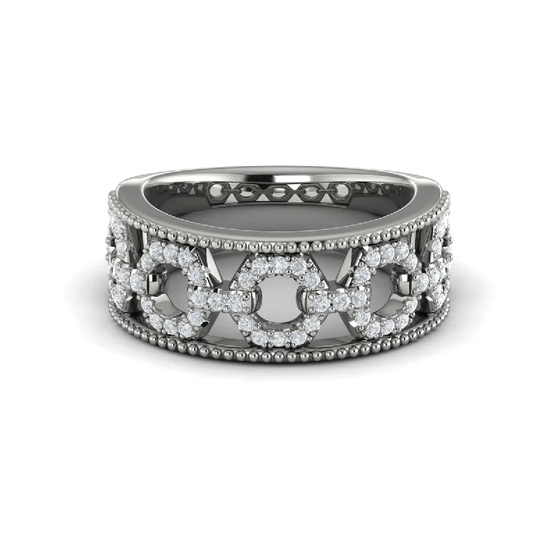 Diamond Open Honeycomb Link Ring