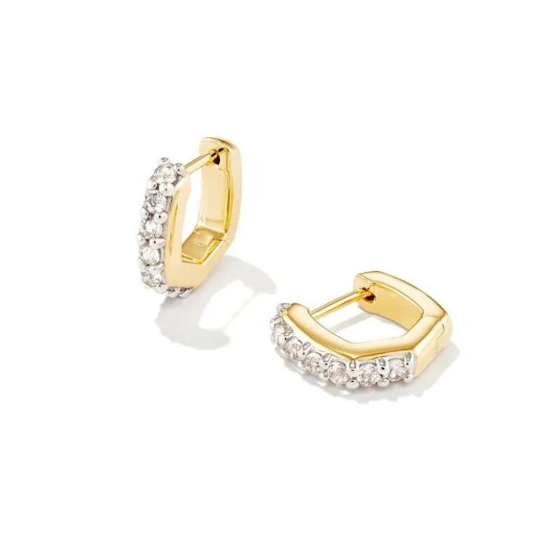 Women’s drop earrings-Kendra Scott | Davie 18k Gold Vermeil Huggie Earrings in White Topaz