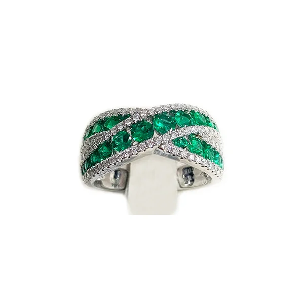 Women’s precious stone rings-14k White Gold Emerald Ring