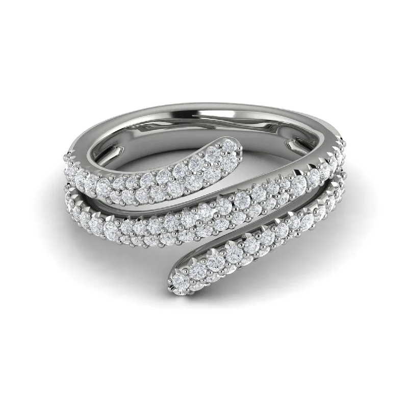 Double Diamond Three Row Wrap Ring