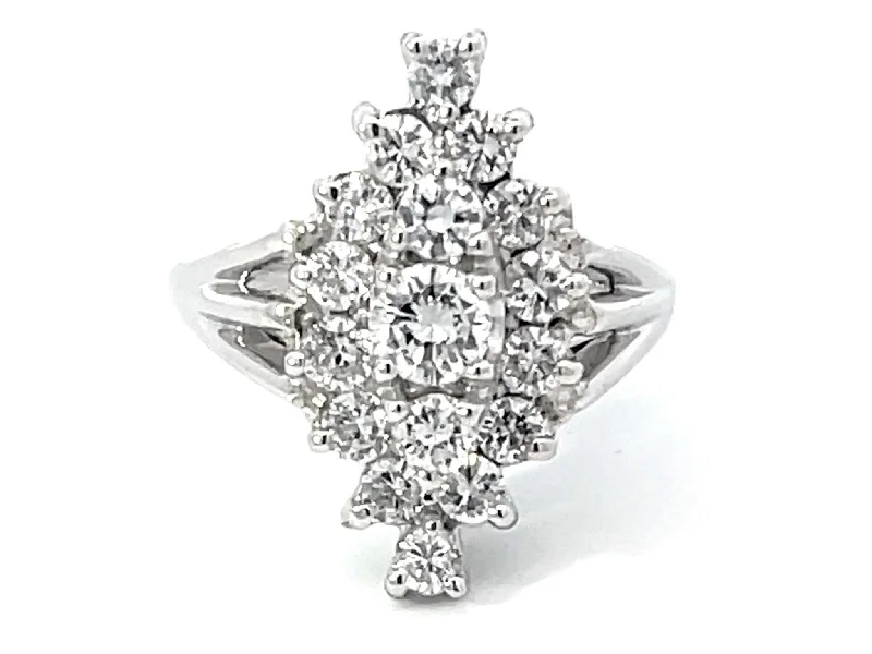 Women’s precious stone rings-Diamond Cluster Ring in 14k White Gold