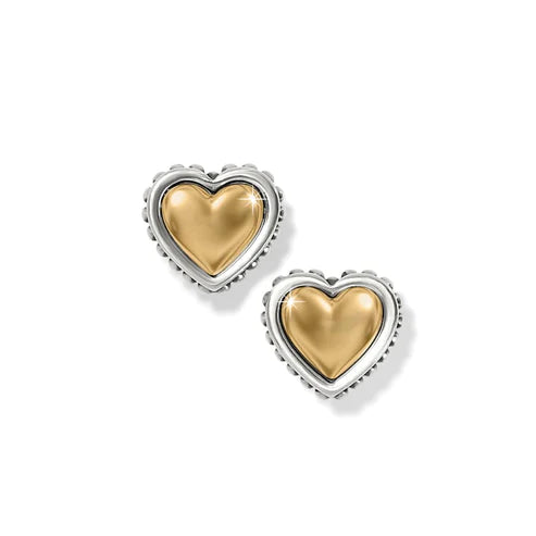 Women’s gold earrings-Brighton | Pretty Tough Petite Heart Post Earrings in Silver and Gold Tone