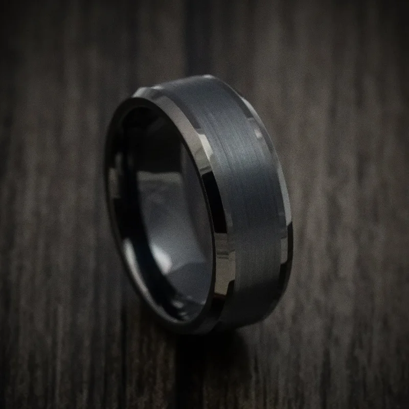 Black Tungsten Men's Ring with Satin Finish Custom Made Band