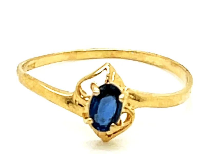 Women’s diamond solitaire rings-Sapphire Ring in 14k Yellow Gold