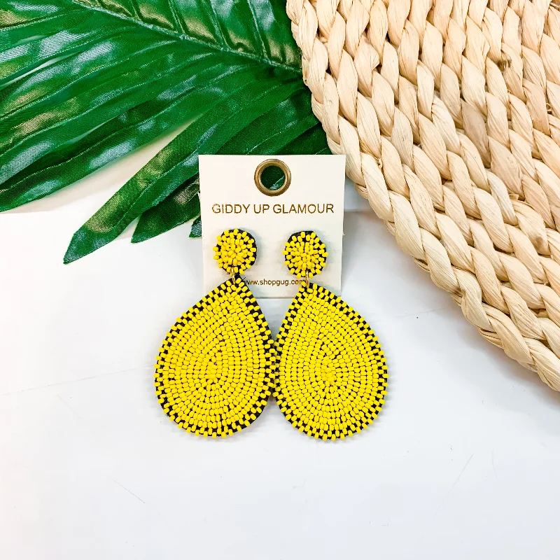 Women’s hoop stud earrings-Seed Bead Teardrop Earrings In Yellow