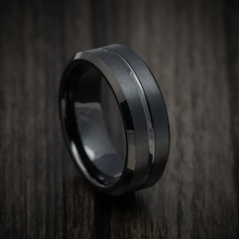 Black Tungsten Men's Ring with Satin Finish Custom Made Band