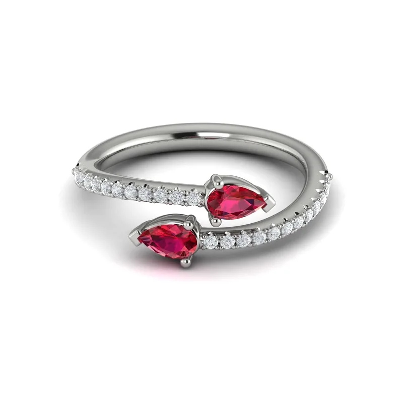 Diamond and Pear Ruby Wrap Ring