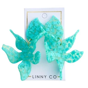 Women’s handmade earrings-Linny Co | Flora Drop Earrings in Aquamarine