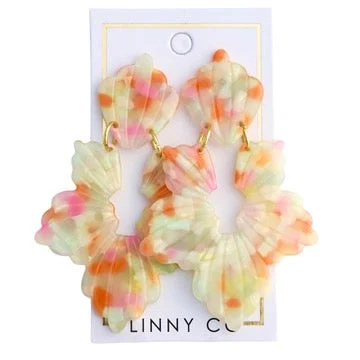 Women’s diamond earrings-Linny Co | Michelle Floral Drop Earrings in Orange Spinkles