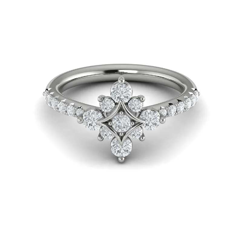 Floating Diamond Floral and Vlora Star Ring