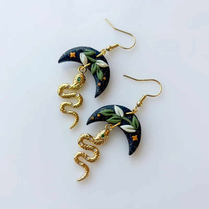 Women’s colorful earrings-VINE MOON SNAKE EARRINGS