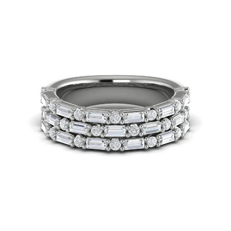 Diamond Baguette Three Row Ring