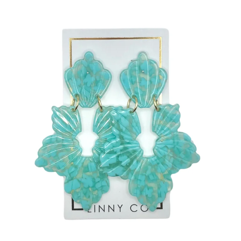 Women’s dangly earrings-Linny Co | Michelle Floral Drop Earrings in Aquamarine