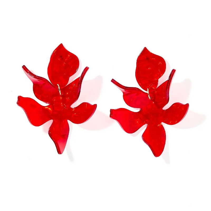 Women’s classic earrings-Linny Co | Flora Drop Earrings in Pearlized Red