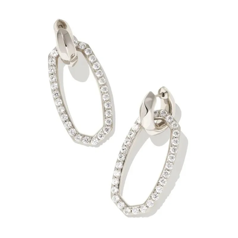 Women’s diamond earrings-Kendra Scott | Danielle Silver Convertible Link Earrings in White Crystal