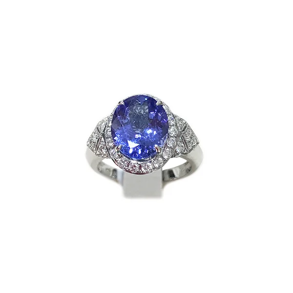 Women’s wedding band rings-14k White gold Tanzanite Ring