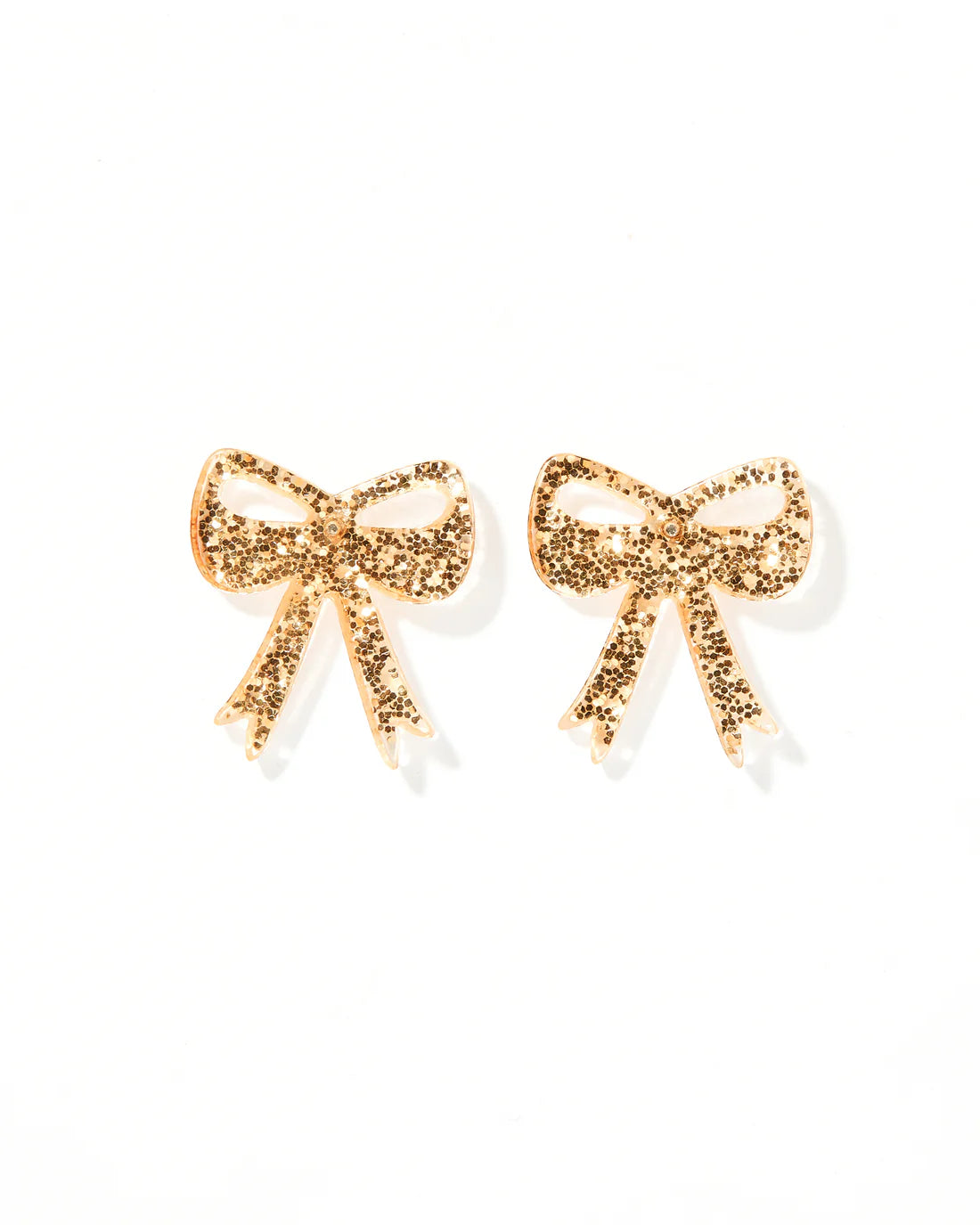 Women’s ear cuffs-Linny Co | Sophia Bow Stud Earrings in Gold Glitter