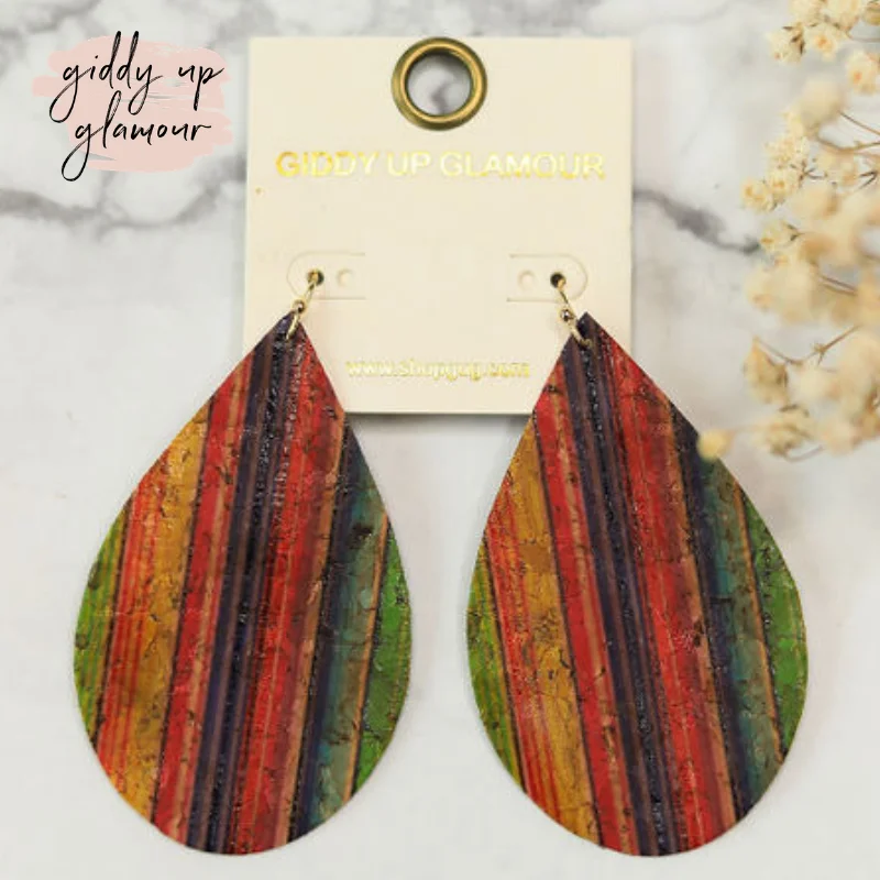 Women’s luxury gold earrings-Cork Teardrop Earrings in Serape