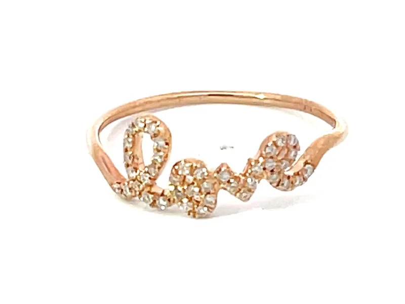 Women’s adjustable rings-Diamond Love Ring in 14K Rose Gold