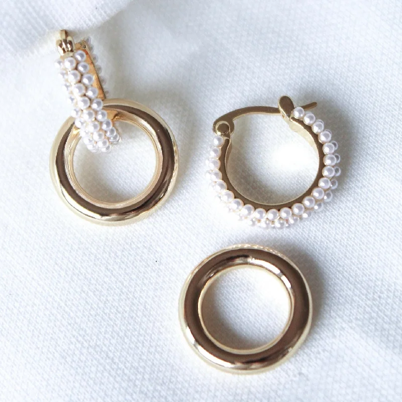 Women’s trendy gold earrings-Kinsey Designs | Holland Pearl Convertible Gold Tone Hoop Earrings