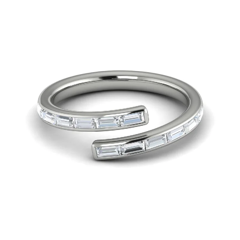 Channel Set Diamond Baguette Open Wrap Ring