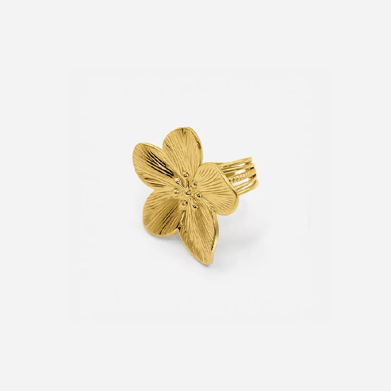 Women’s minimalist rings-ADJUSTABLE GOLDEN FLOWER RING