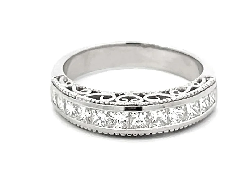 Women’s diamond rings-1.00 Carat 12 Princess Cut Diamond Band Ring Platinum