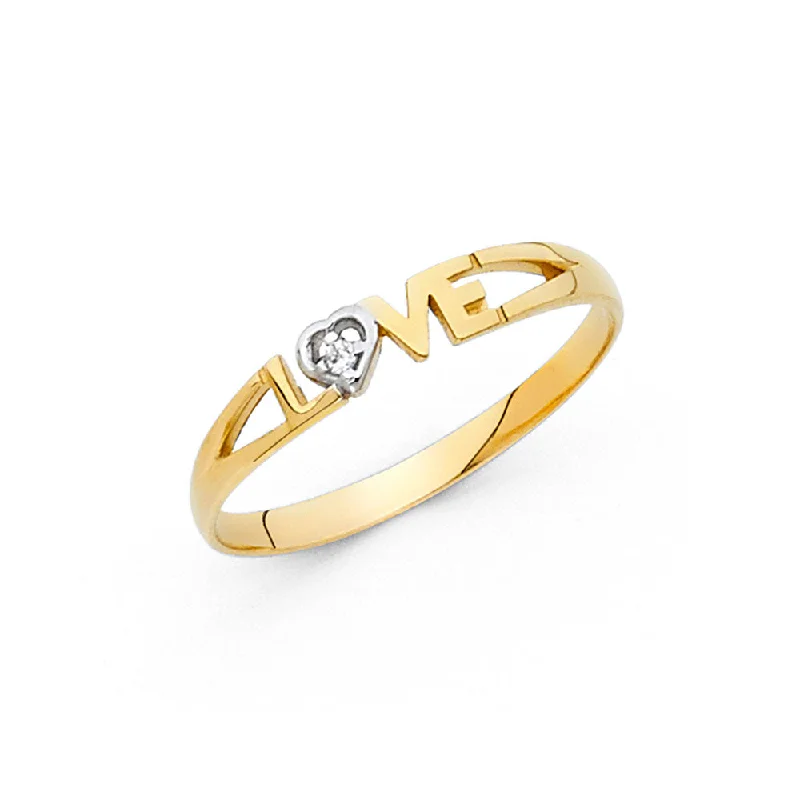 Women’s oval diamond rings-14K LOVE RING