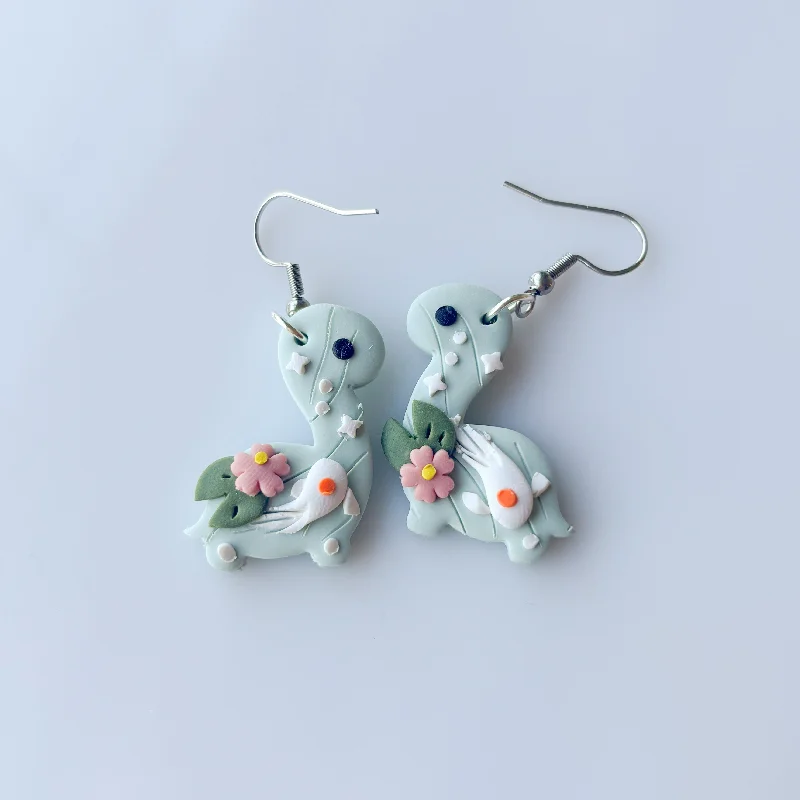 Women’s flower stud earrings-KOI DINO EARRINGS (BRONTO)