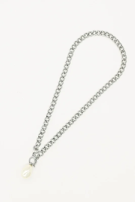 Women’s crystal necklaces-T-Bar Pearl Necklace - Soul Special