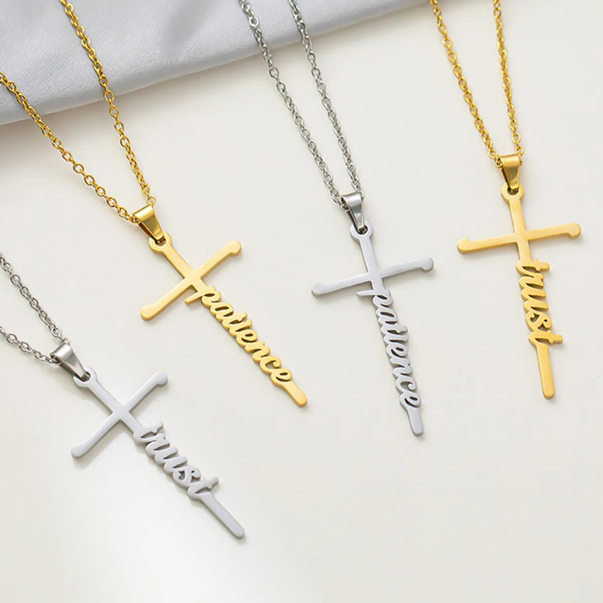 Women’s sapphire necklaces-Simple Style Cross Letter Titanium Steel Plating Pendant Necklace