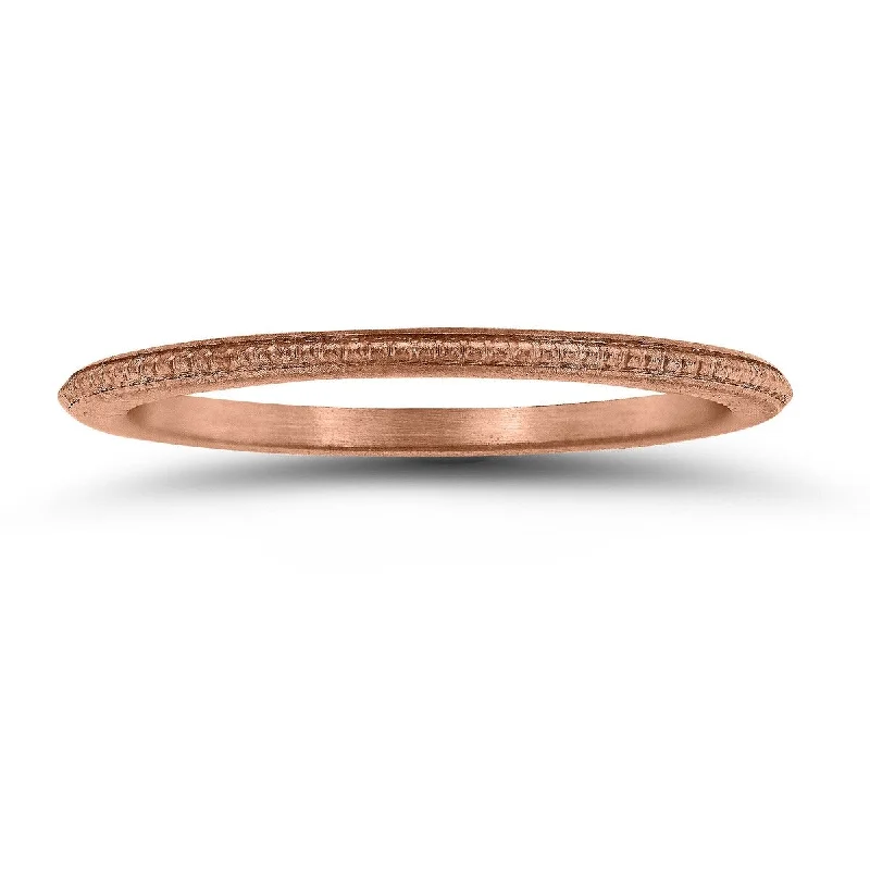 Women’s vintage diamond engagement rings-1MM Coin Edge Thin Wedding Band in 14K Rose Gold