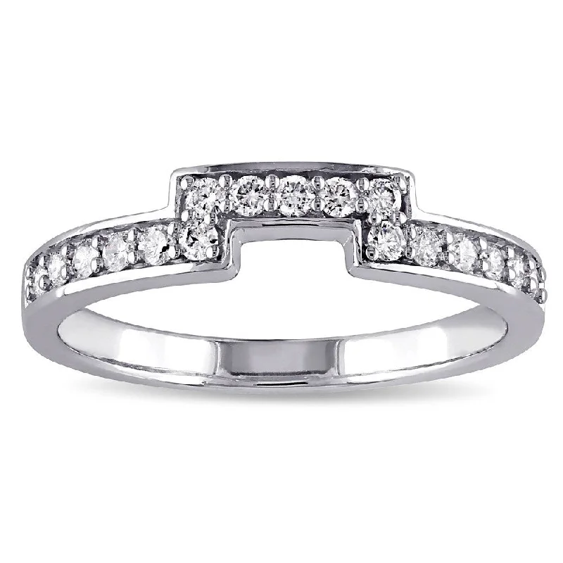 Women’s unique engagement rings-Miadora 14k White Gold 1/4ct TDW Diamond Contour Wedding Band - White G-H