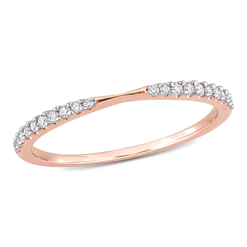 Women’s vintage diamond engagement rings-Miadora 1/8ct TDW Diamond Stackable Wedding Band Ring in 14k Rose Gold