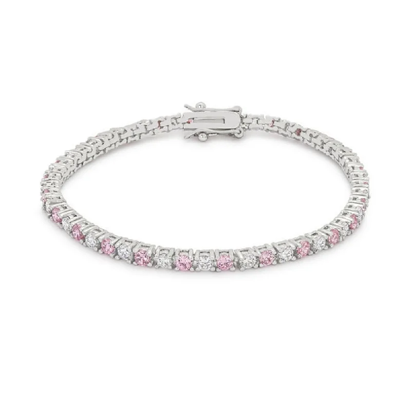 Women’s custom engraved bracelets-Lace Pink Cubic Zirconia Tennis Bracelet - Multi