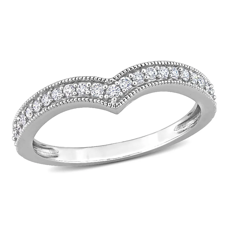 Women’s side stone engagement rings-Miadora 1/4ct TDW Diamond Contour Stackable Semi-Eternity Wedding Band Ring in 10k White Gold