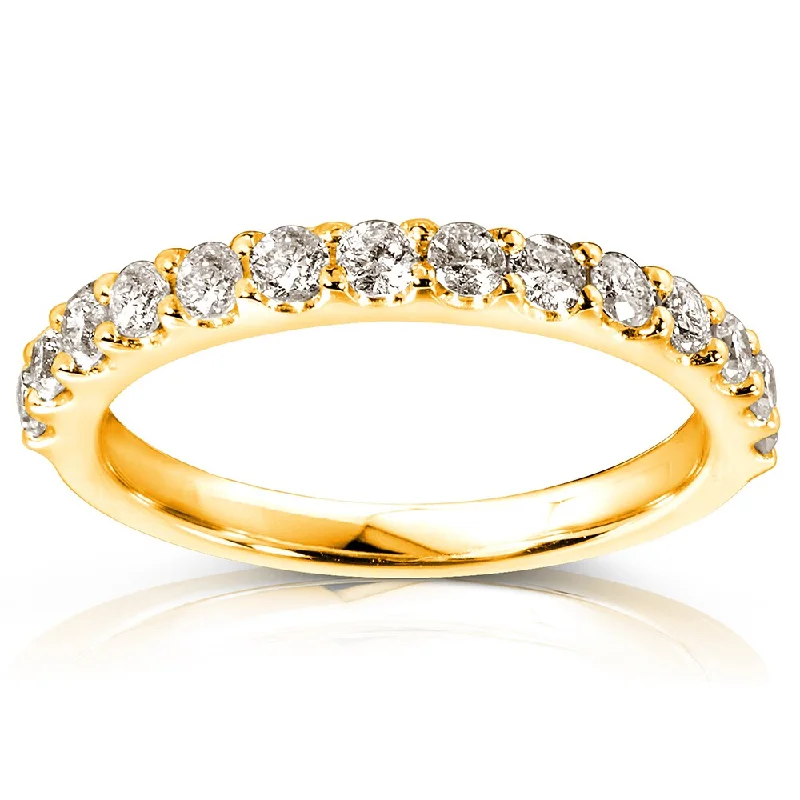 Women’s custom engagement rings-Annello by Kobelli 14k Yellow Gold 1/2ct TDW Diamond Semi-Eternity Wedding Band