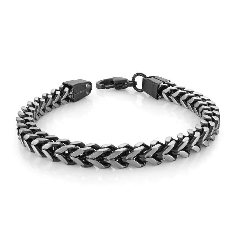 Women’s friendship bracelets-ITALGEM STEEL – SQUARE FRANCO CHAIN BRACELET